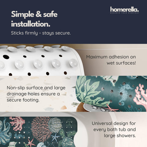 Drainage holes on Homerella bathtub mat reduce water pooling