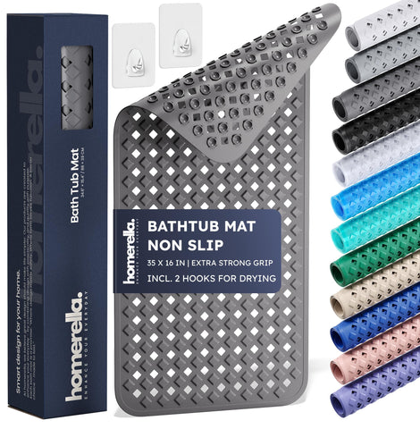 Homerella bathtub mat non-slip 35x16 for secure footing in the shower.