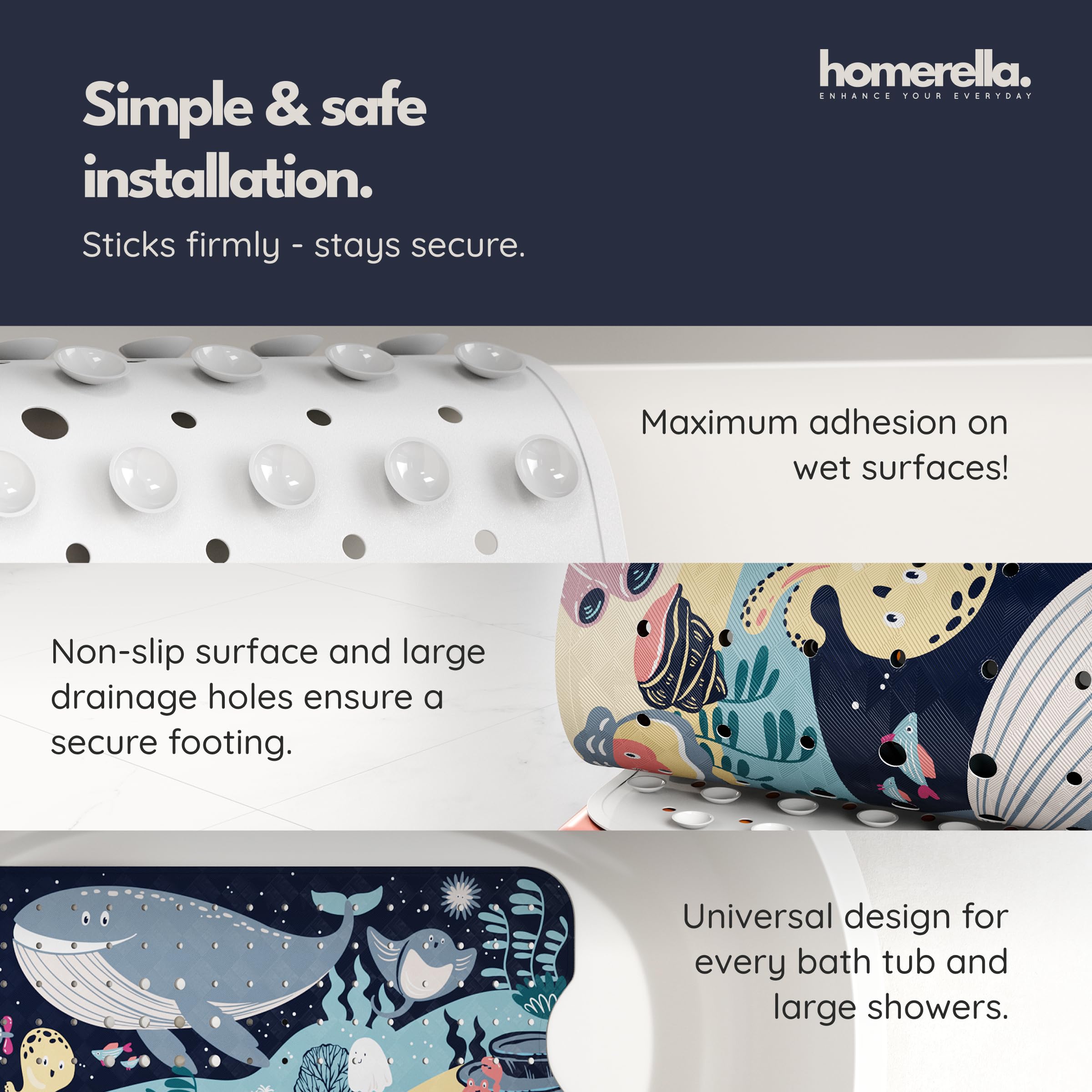 Homerella BPA-free non-toxic bath mat for safe kids' baths