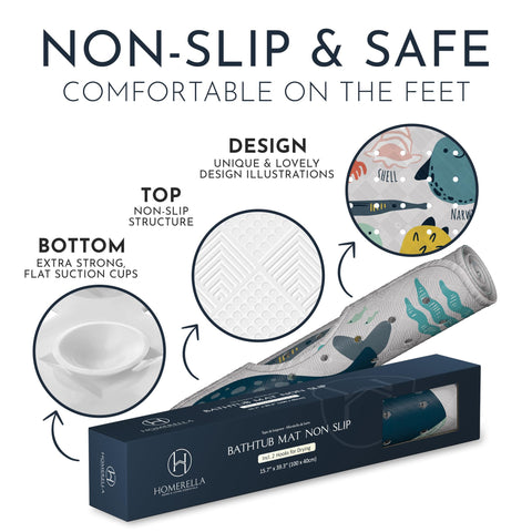 Homerella hooks included for quick air-drying and mold prevention after baths.