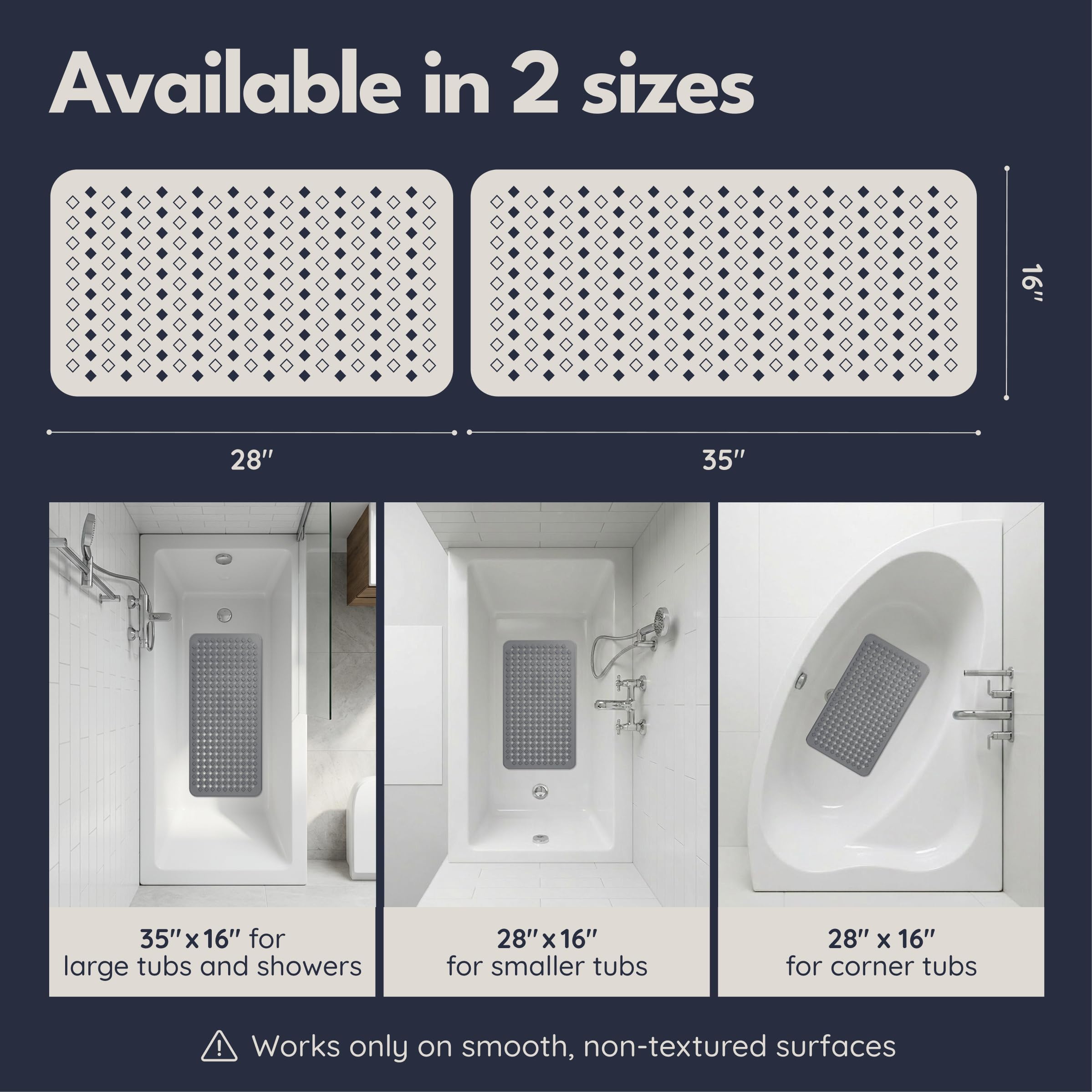 Homerella non-slip mold-resistant mat minimizes moisture buildup in showers