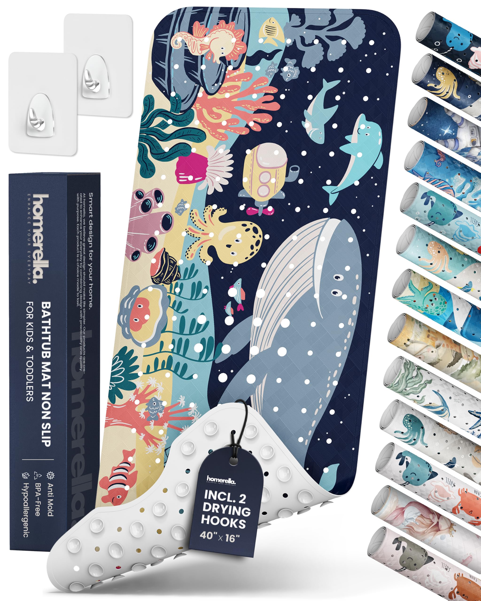 Homerella ocean sea animals bath mat 40x16 keeps kids safe during bath time
