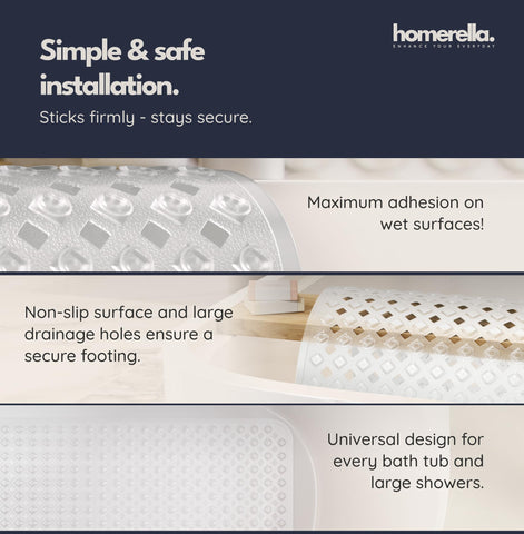 Homerella mat top anti-slip structure reducing slips.