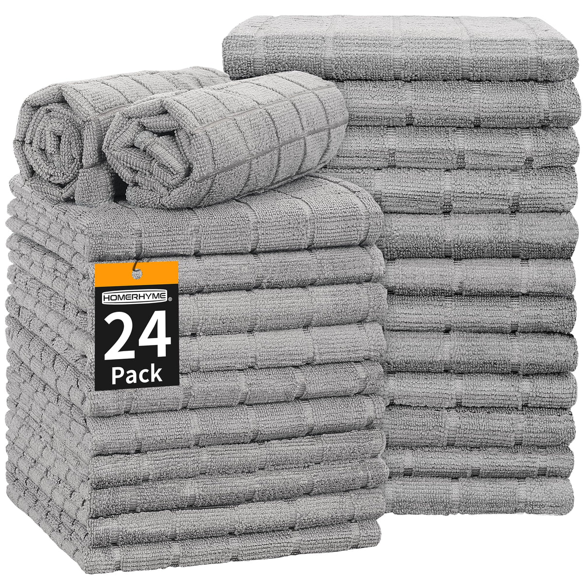 HOMERHYME hand towels in bathroom gray 24-pack for quick drying and lint-free use