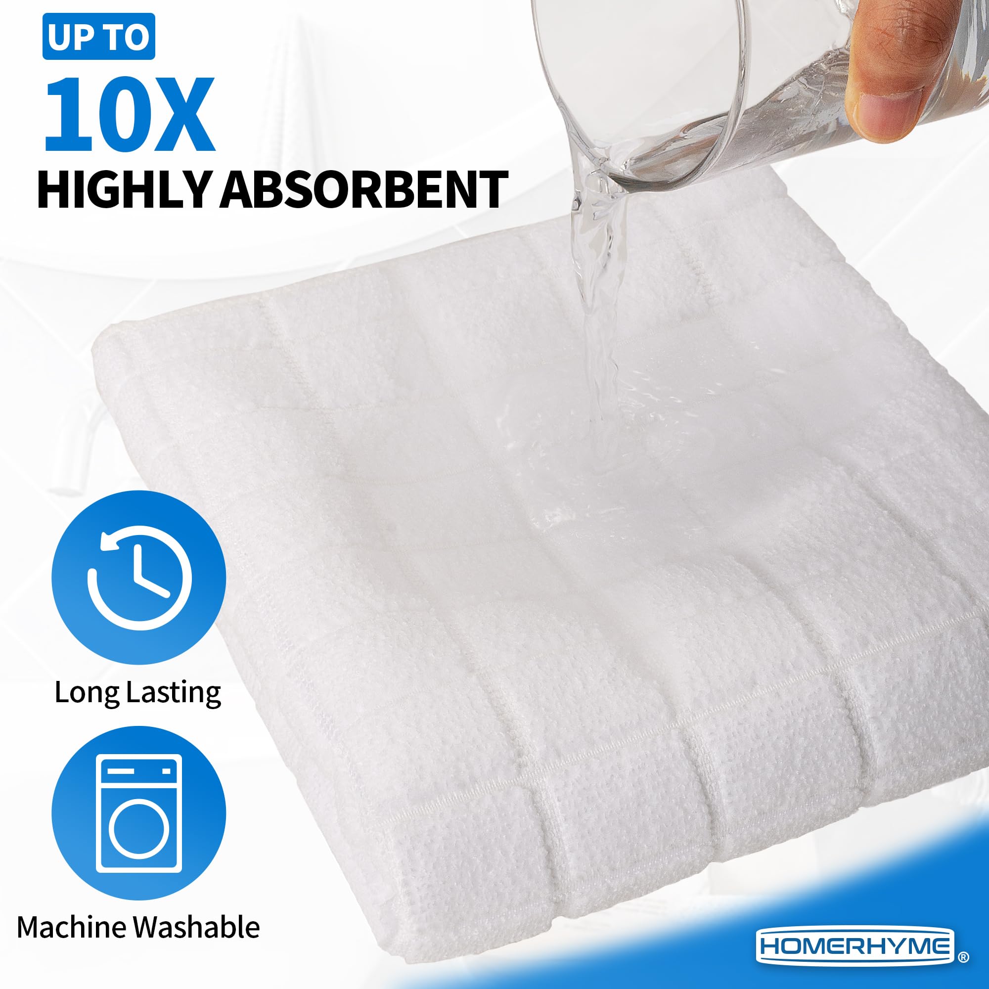 HOMERHYME decorative white towels in a bathroom display