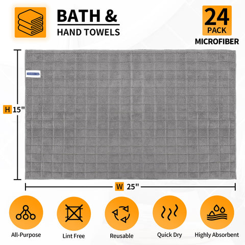 HOMERHYME microfiber towels quick-dry 25x15 gray ideal for busy kitchens and baths