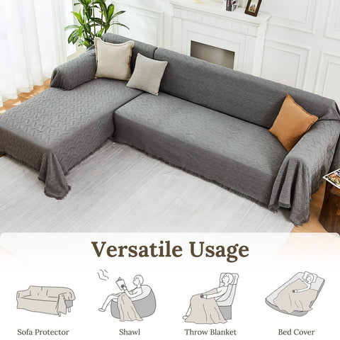 HOMERILLA four seats sectional cover in dark grey suits large L-shaped sofas