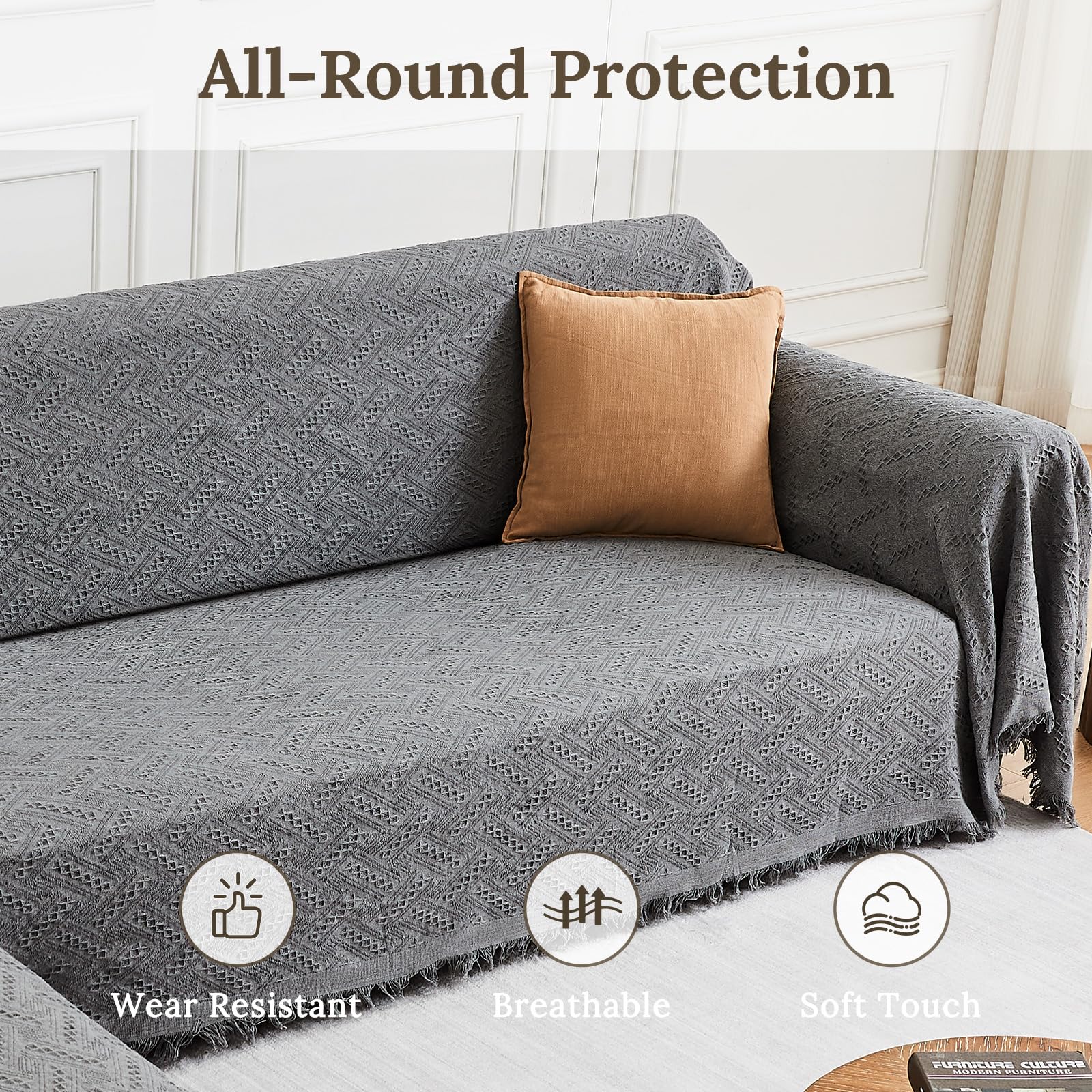HOMERILLA two seats sectional cover in dark grey offers easy cleaning