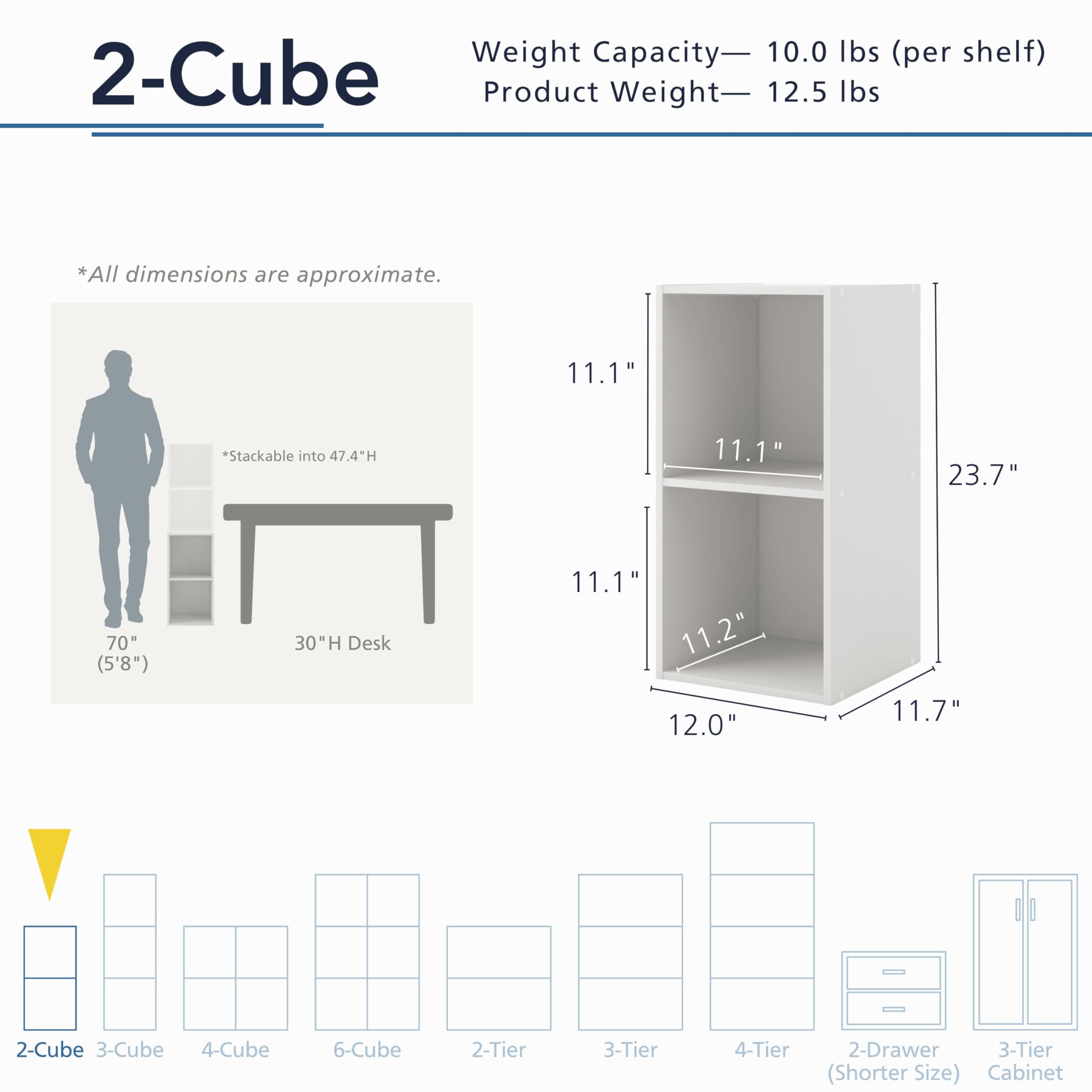 Homes Inside + Out Apexa 2-Cube stacked assembly shows a stable, space-saving design