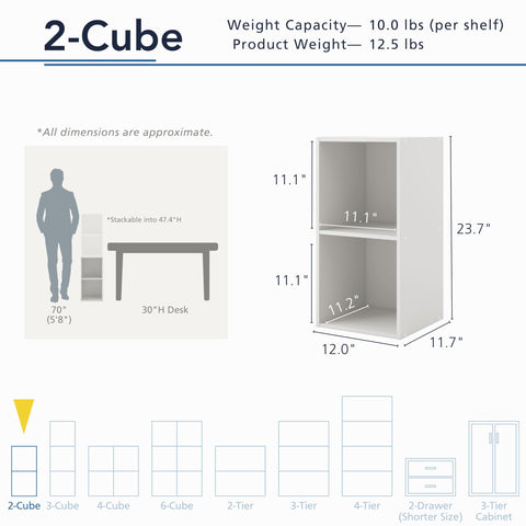 Homes Inside + Out Apexa 2-Cube stacked assembly shows a stable, space-saving design