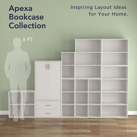 Apexa book storage fits 11x11x11 inch cubes for tidy books.