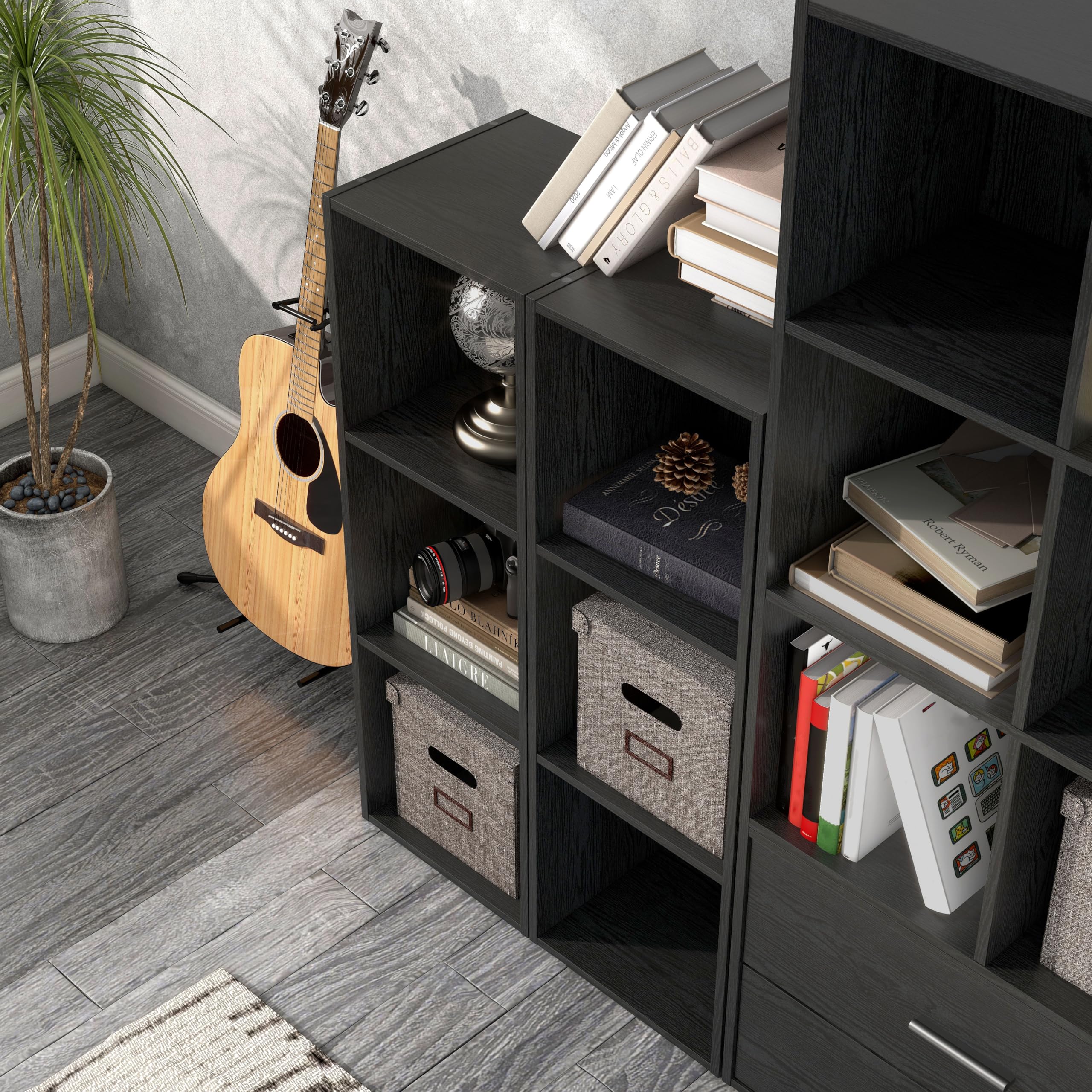 Homes Inside Out Apexa 3-Cube Doors hides clutter with style.