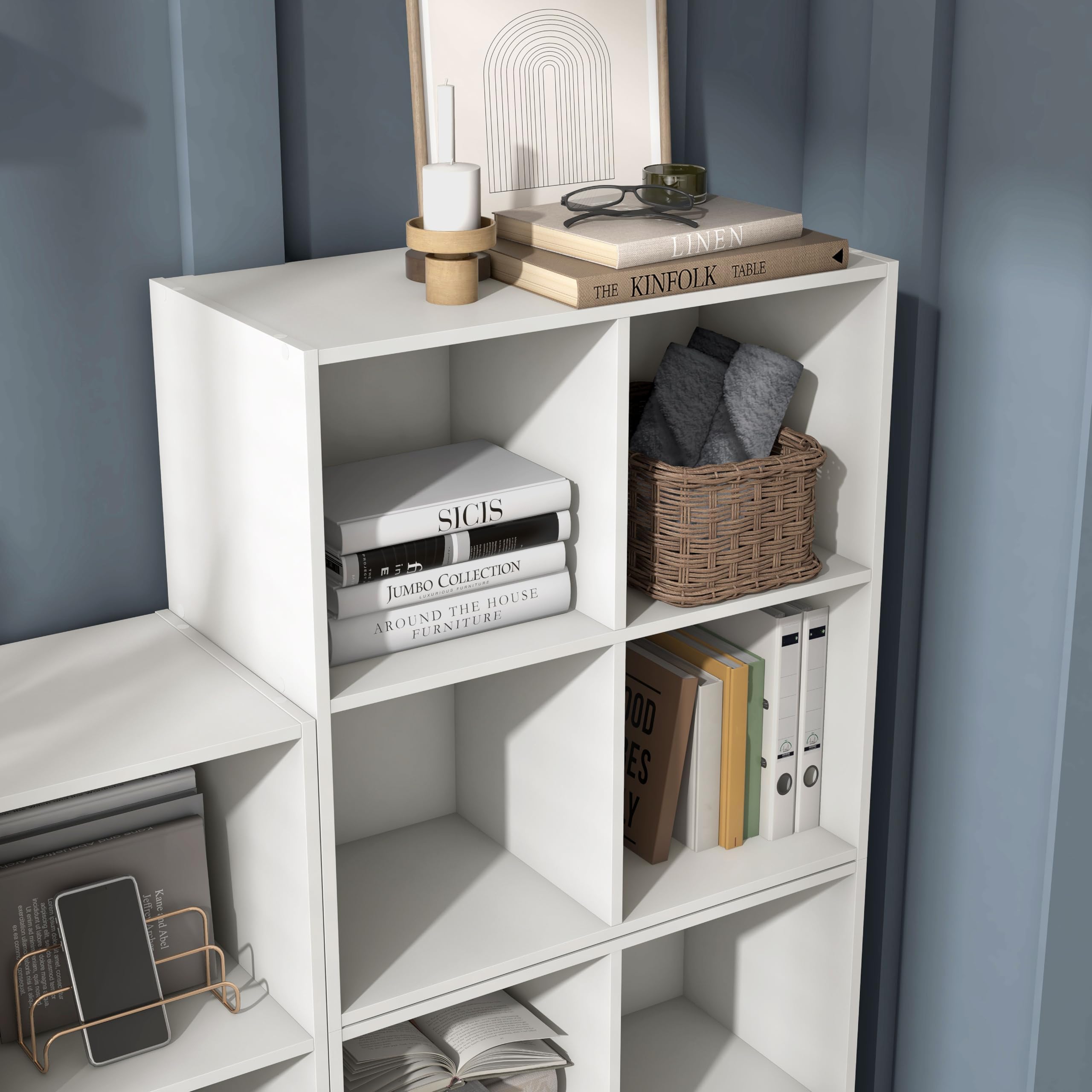 Apexa wood-grain surface adds elegant texture to shelves