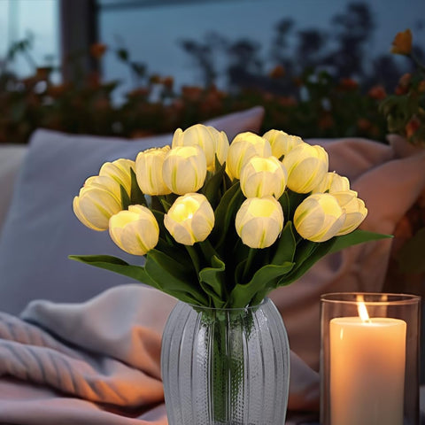 HOMESEASONS 20pcs LED tulips set designed for versatile centerpieces.