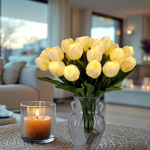HOMESEASONS cordless tulip lights fit any vase or arrangement.