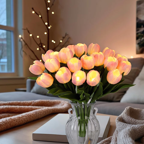 HOMESEASONS cordless tulips fit any vase easily.