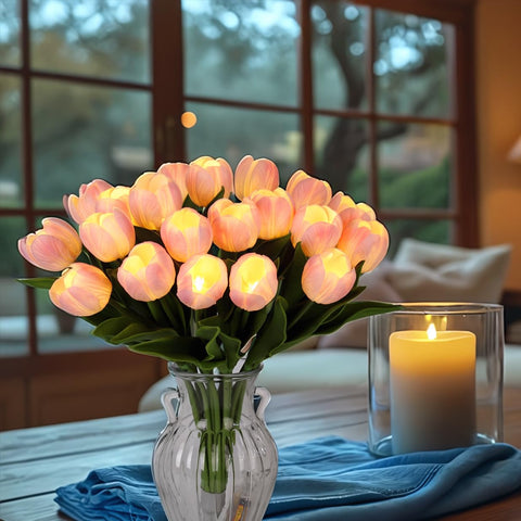 HOMESEASONS LED tulips real touch petals for lifelike decor.