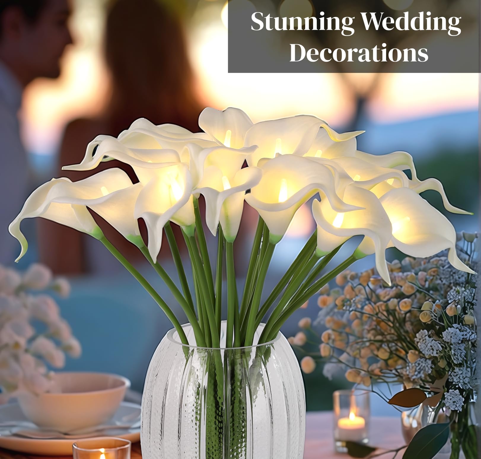 HOMESEASONS Real Touch PU calla lilies offer authentic petals and lasting display.