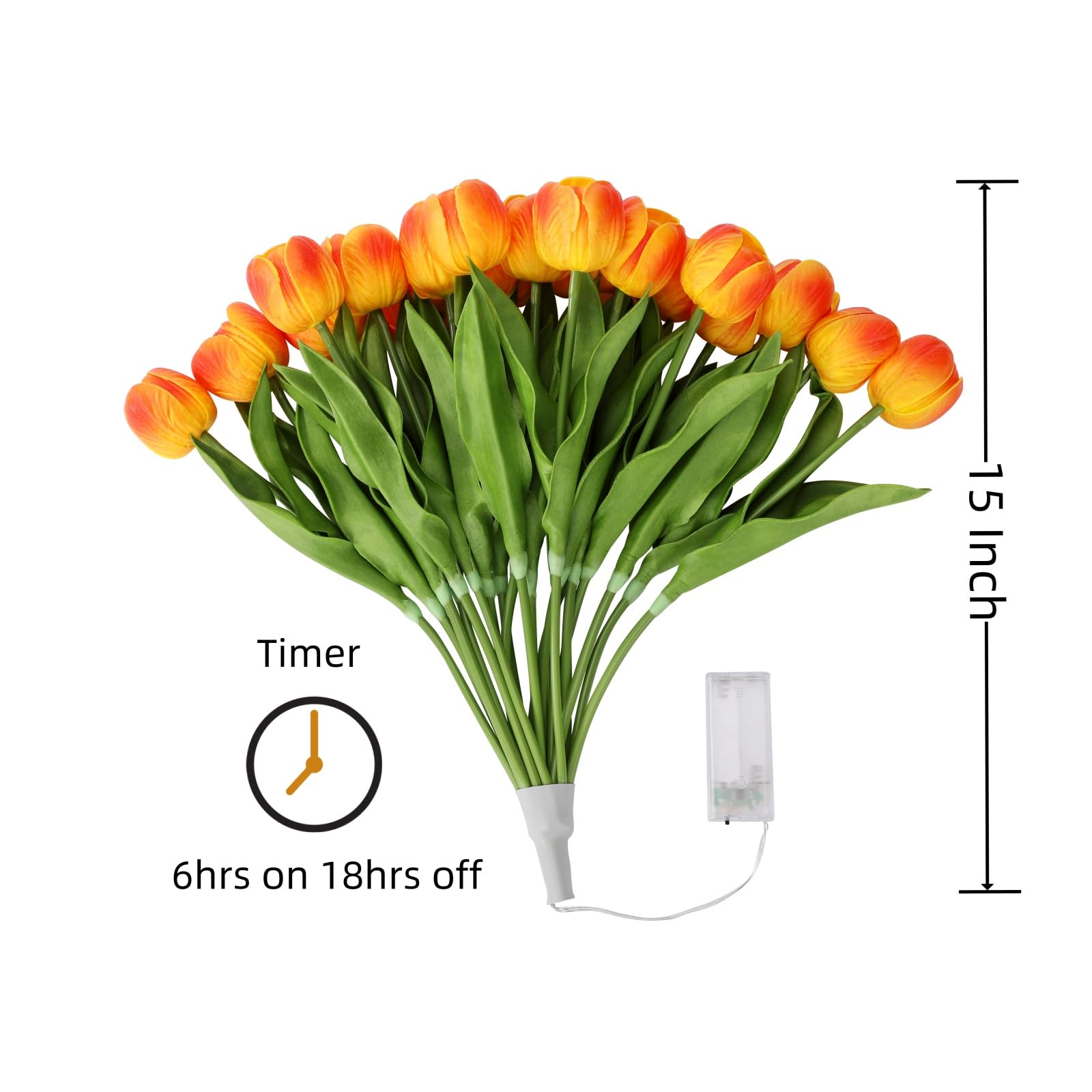 HOMESEASONS tulip lights timer provides energy-saving nightly ambience