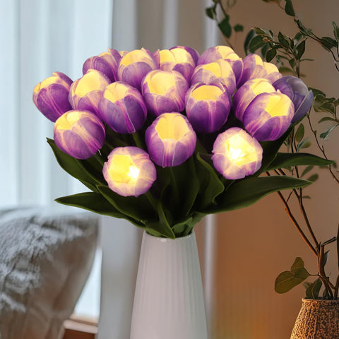 HOMESEASONS tulips LED bouquet closeup showing lifelike petals for elegant decor.
