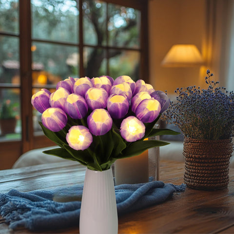 HOMESEASONS real-touch tulips petals reveal soft textures ideal for table centerpieces.
