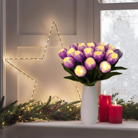 HOMESEASONS LED tulips provide gentle ambient light without cords.