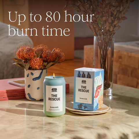 Homesick 13-75 oz burn time promises hours of fragrance.