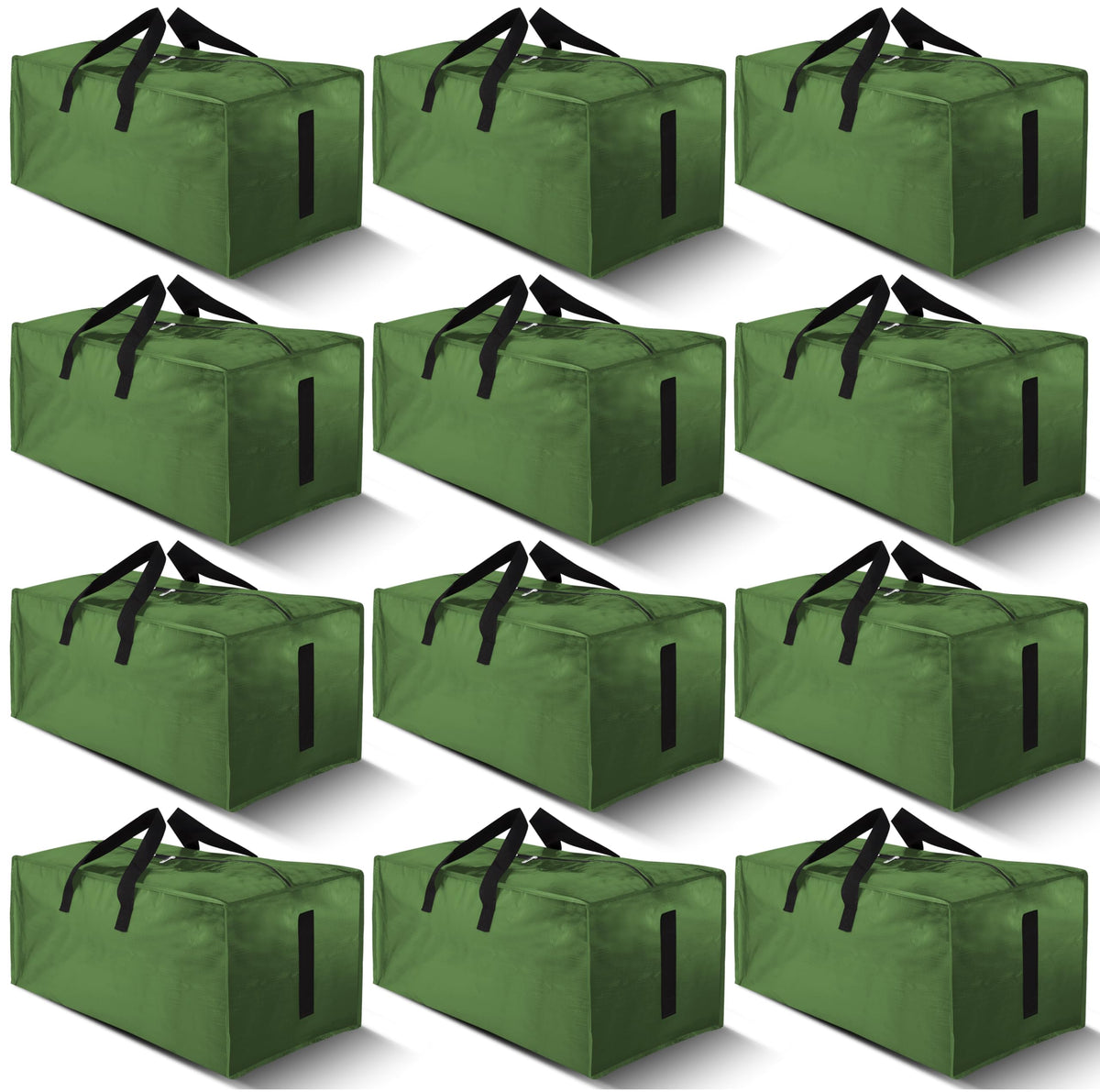 HOMESURE 12-pack large bags olive green setup showing roomy interior for belongings.