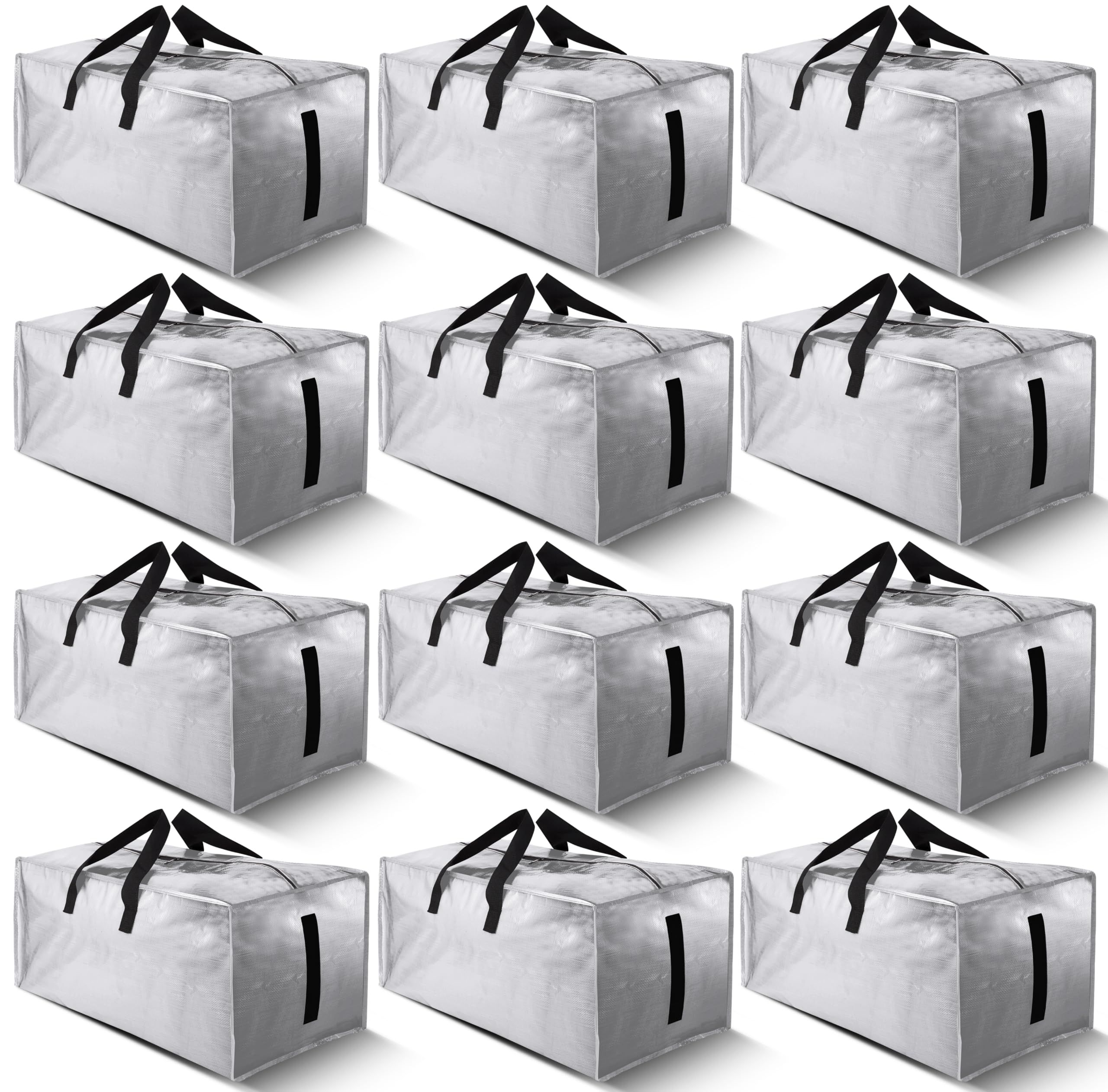 Homesure 12-pack moving bags with zippers and handles for easy transport.