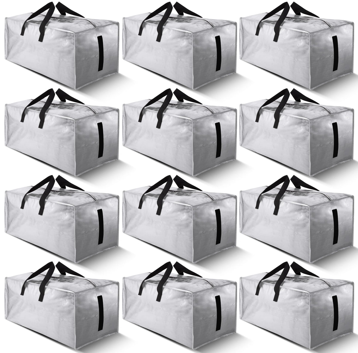 Homesure 12-pack moving bags with zippers and handles for easy transport.
