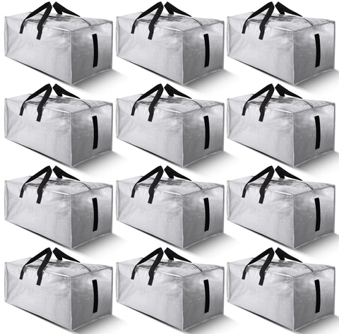 Homesure 12-pack moving bags with zippers and handles for easy transport.
