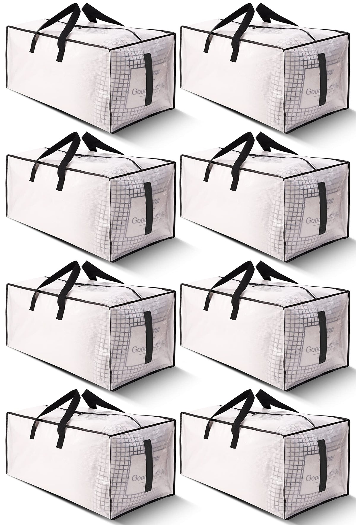 Homesure 8-pack large bags with woven material provide durable bulky-item storage.