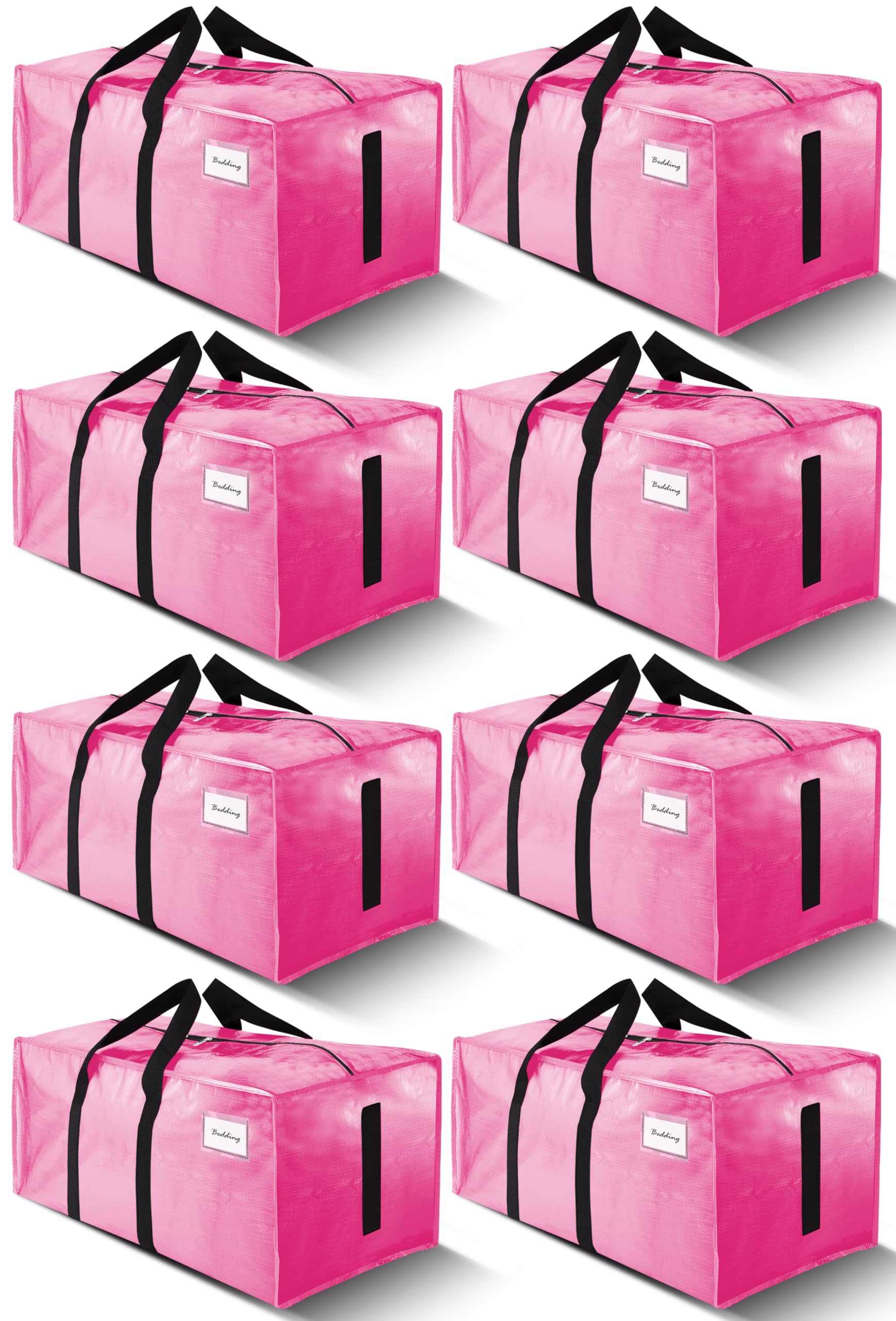 Homesure 8-pack moving bags pink open showing spacious interior for easy packing.