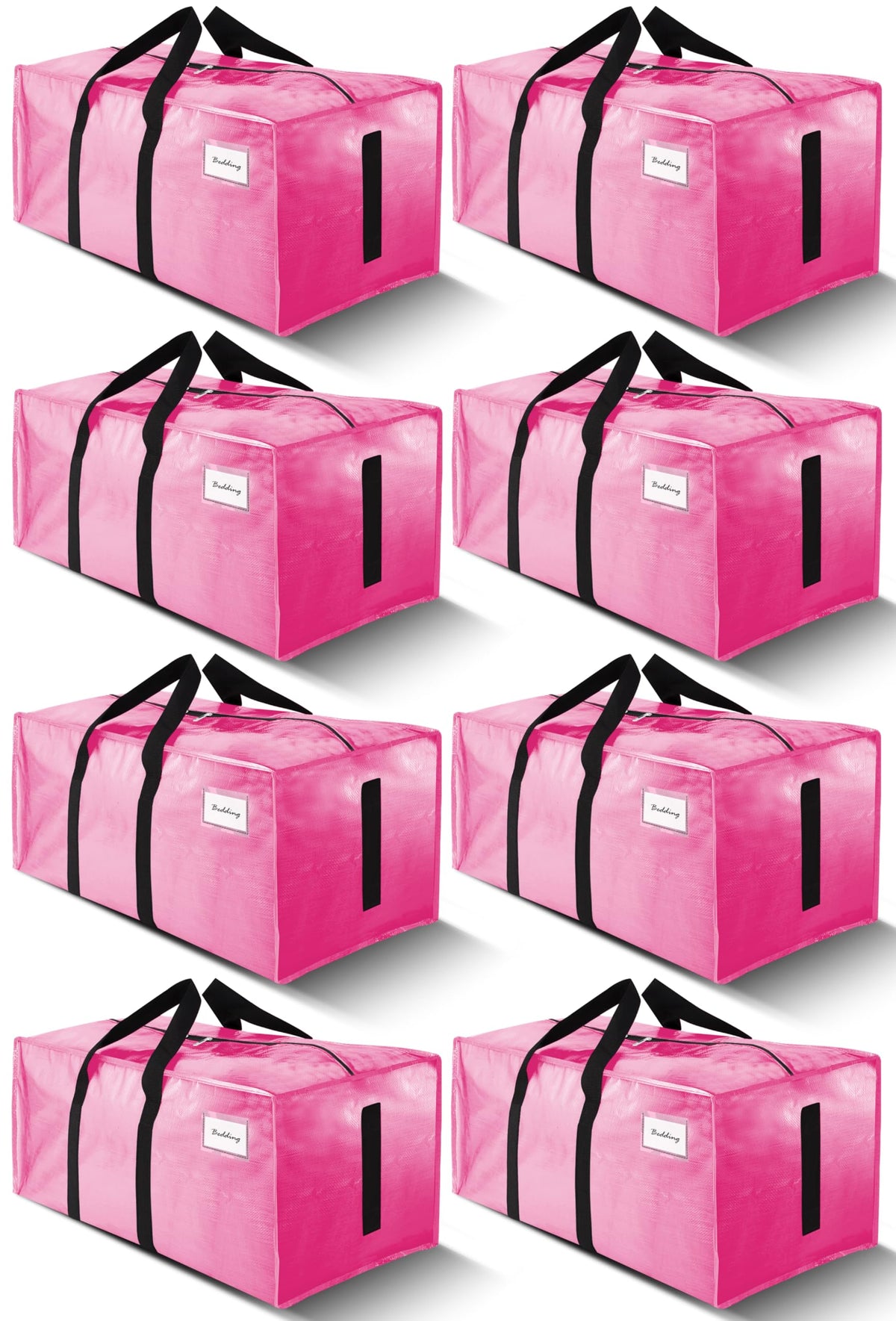 Homesure 8-pack moving bags pink open showing spacious interior for easy packing.