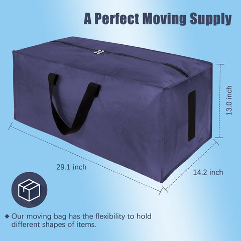 HOMESURE blue 4-pack bags with reinforced zippers support repeated packing and moving.