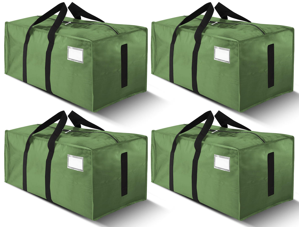 HOMESURE olive green large moving bag, closed securely for easy transport and storage up to 65 lbs.