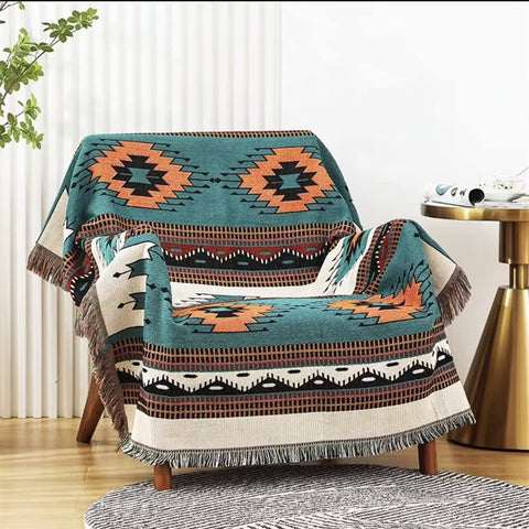 Homesy aztec southwest blanket reversible design adds versatile decor options.