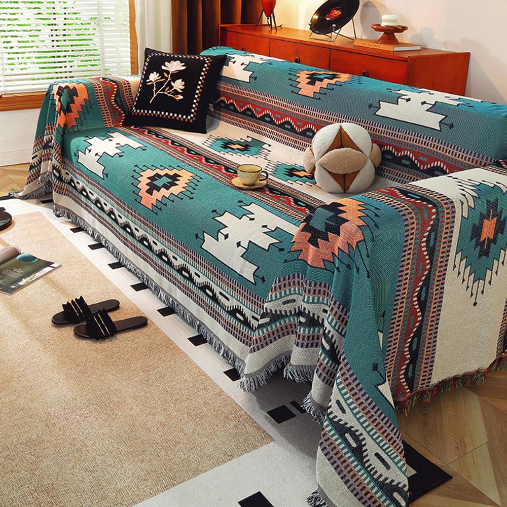 Homesy bed boho decor blanket complements bedroom with warm hues.