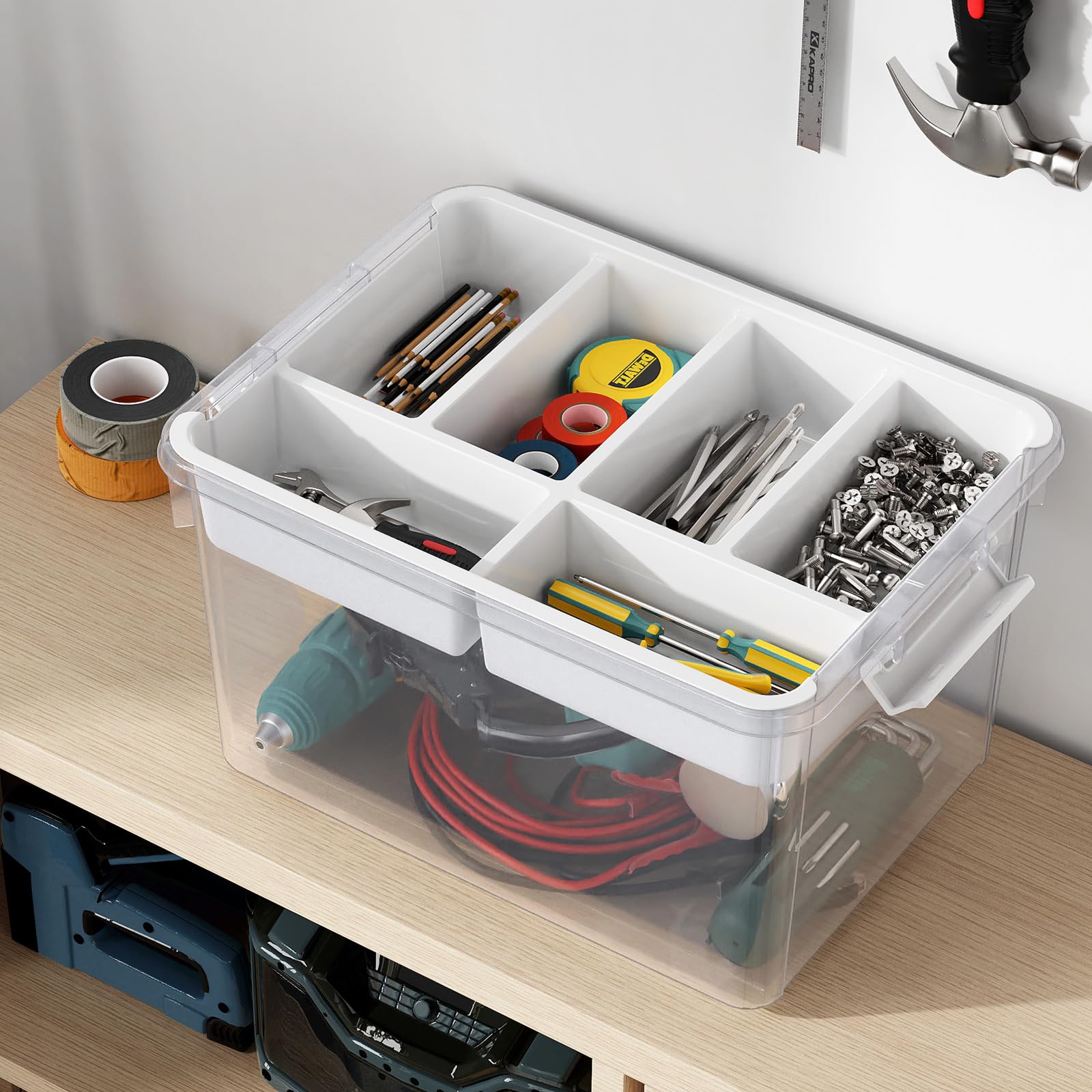 HOMETUK craft-and-sewing organization bin for beads, yarn, and scrapbooking tools.