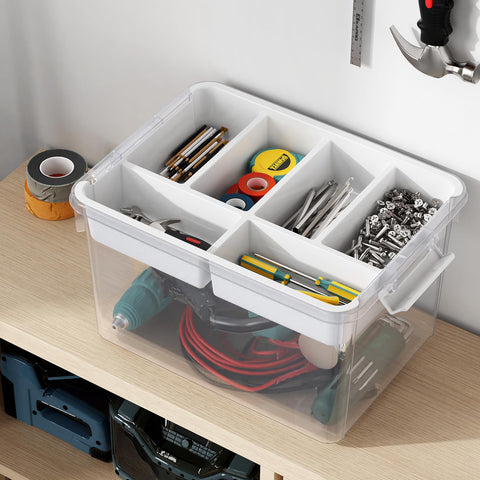 HOMETUK craft-and-sewing organization bin for beads, yarn, and scrapbooking tools.