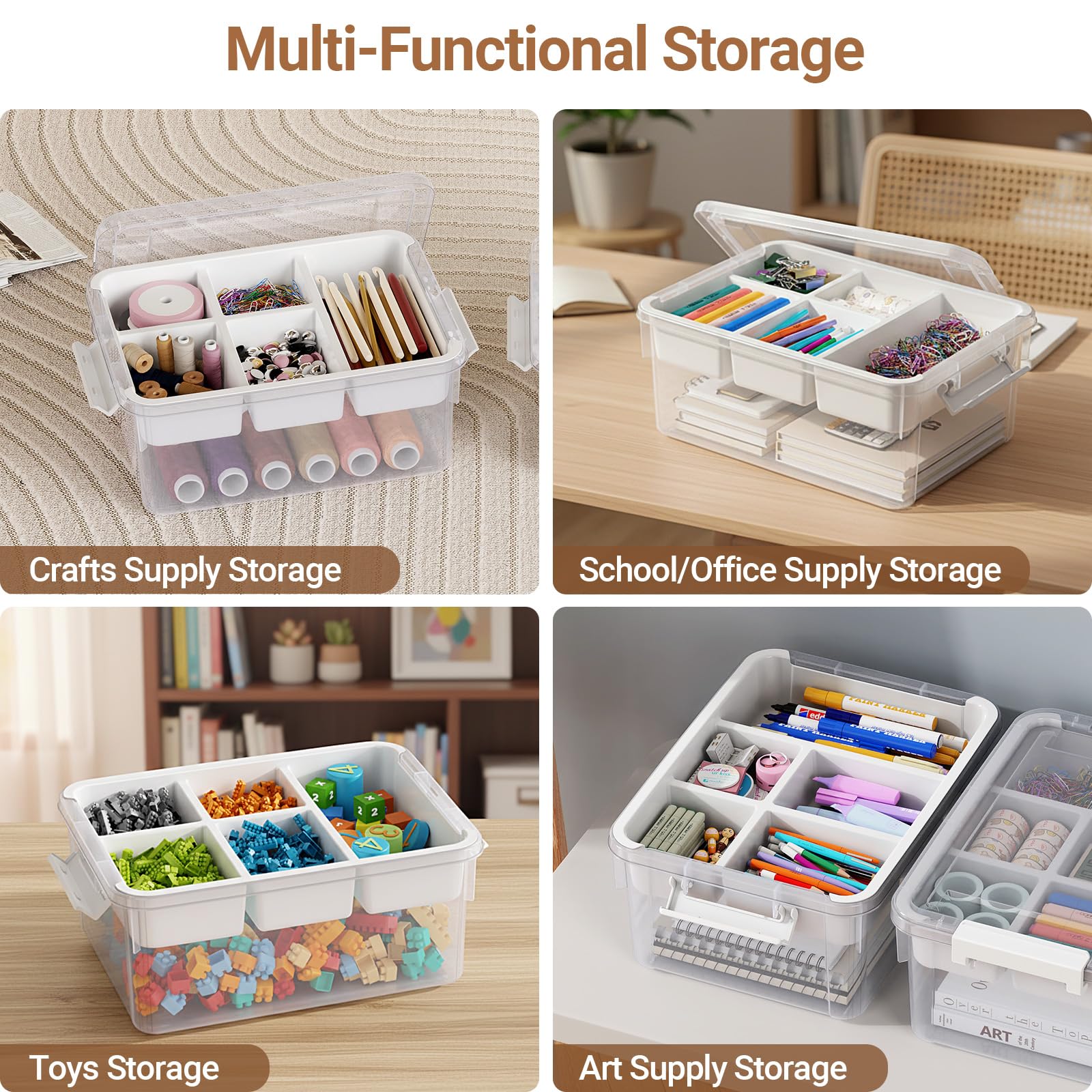HOMETUK removable-tray-5-compartments keeps beads, screws, or sewing notions neatly organized.