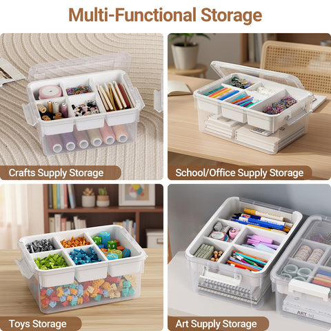 HOMETUK removable-tray-5-compartments keeps beads, screws, or sewing notions neatly organized.