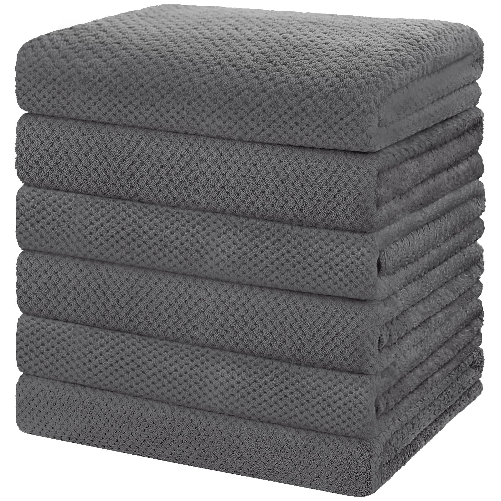 HOMEXCEL 6-pack bath towels with ultra-soft microfiber for cozy skin