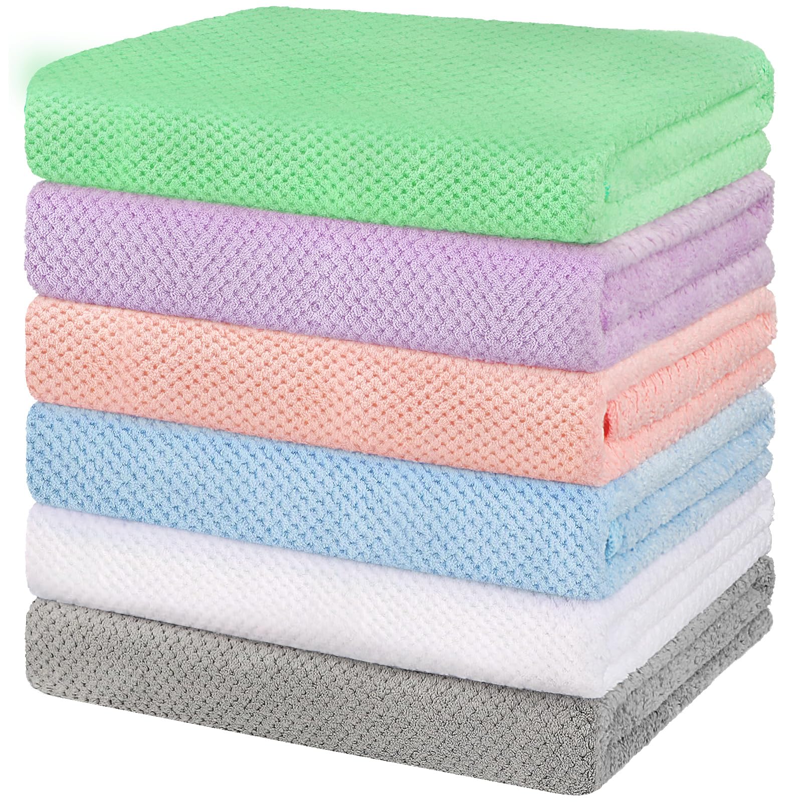 HOMEXCEL 6-pack bath towel set laid flat, showcasing ultra-soft microfiber texture.