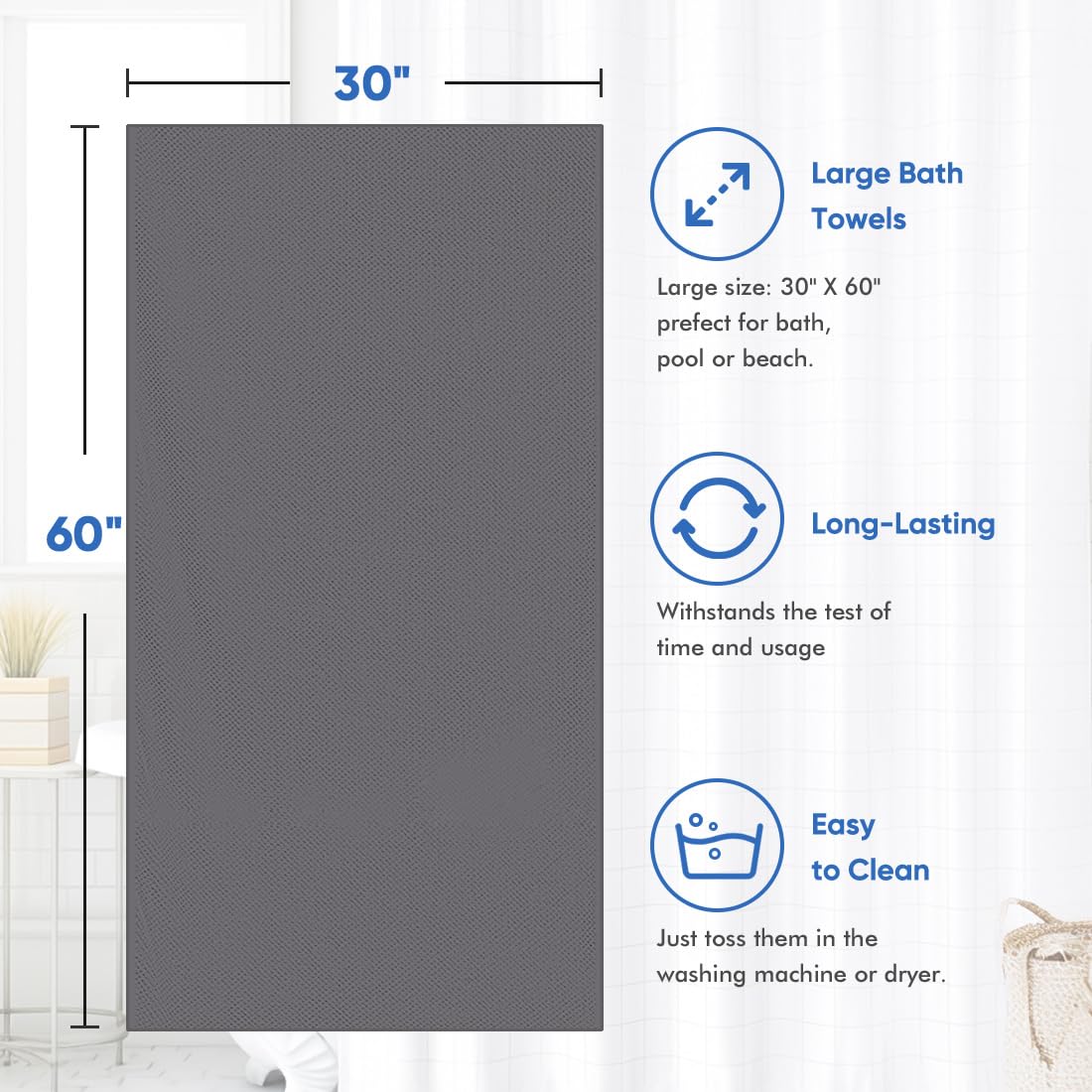 HOMEXCEL absorbent microfiber towel close up highlighting quick dry.