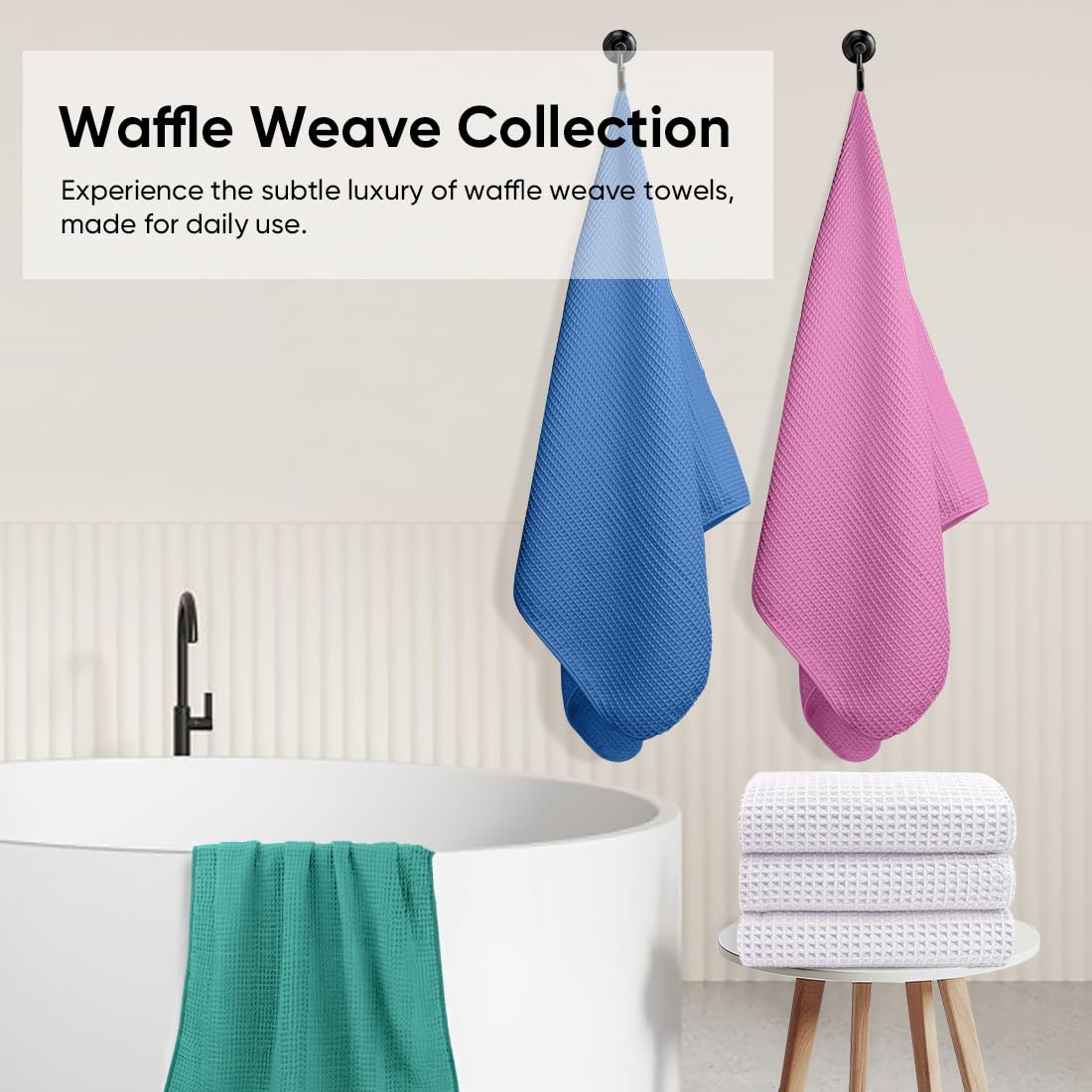 HOMEXCEL breathable waffle structure keeps towels light and fresh.