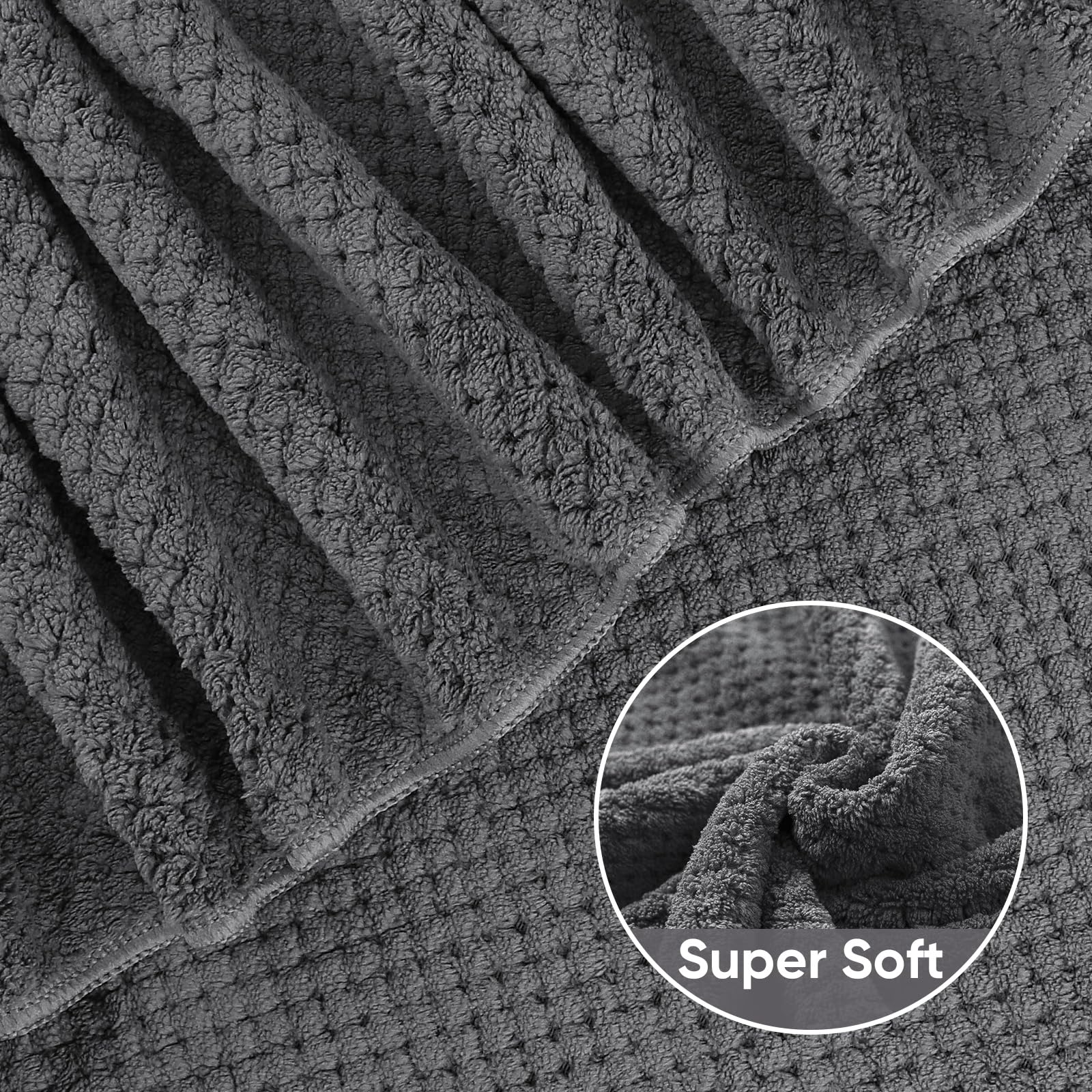HOMEXCEL grey towels remain lint-free after washing