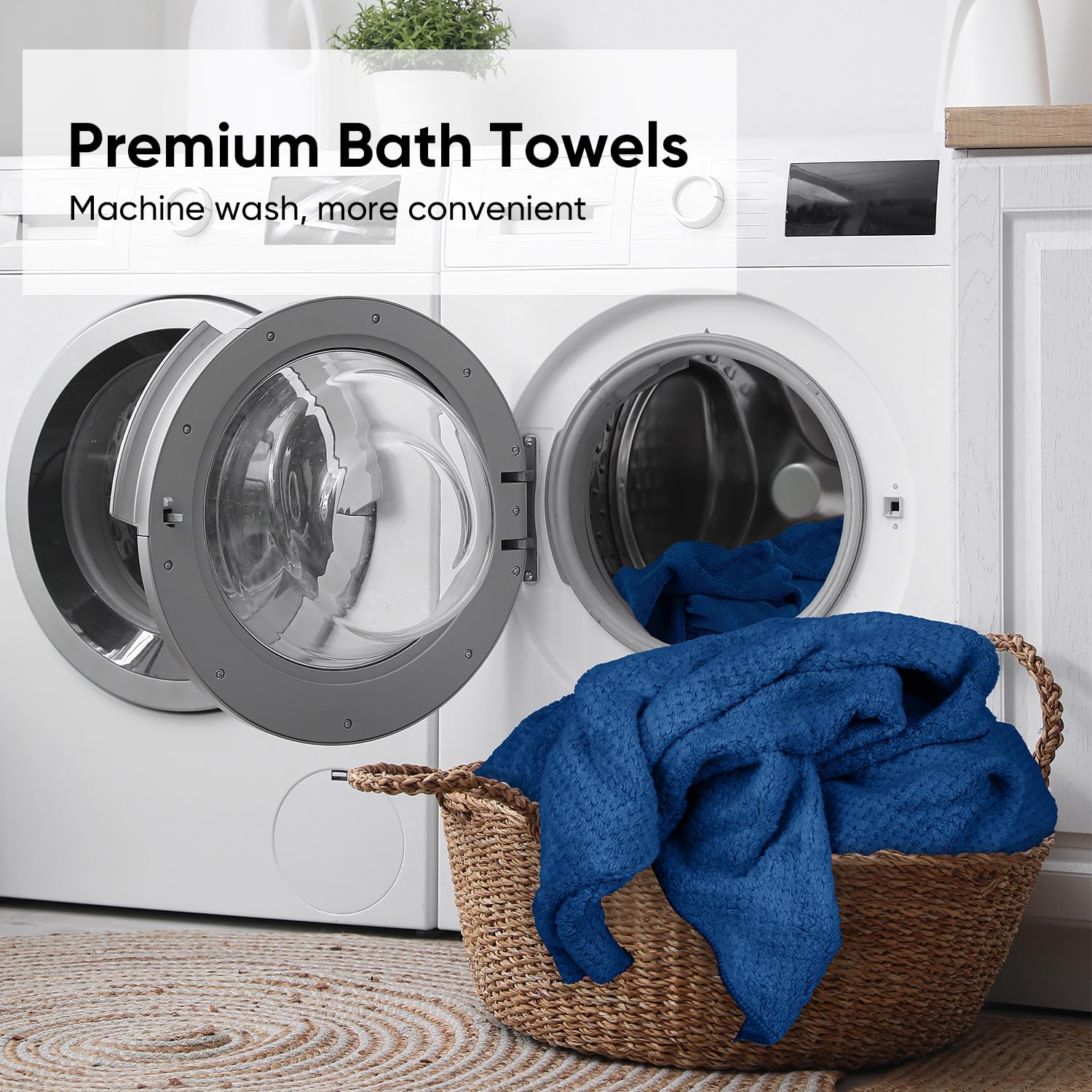 HOMEXCEL gym and beach blue towels absorbent and fast-drying.