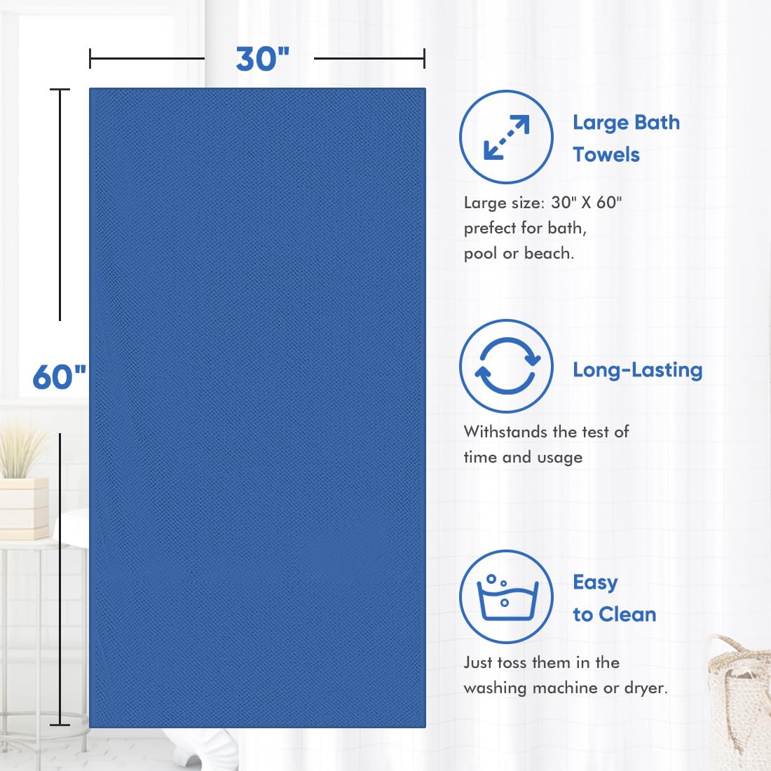 HOMEXCEL soft blue towel shown for a cozy home spa moment.