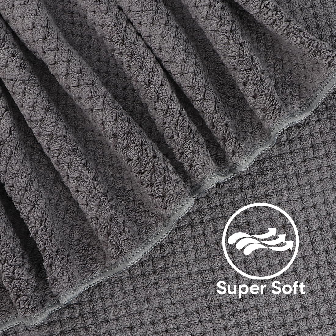 HOMEXCEL microfiber towel close up texture for soft spa like feel.